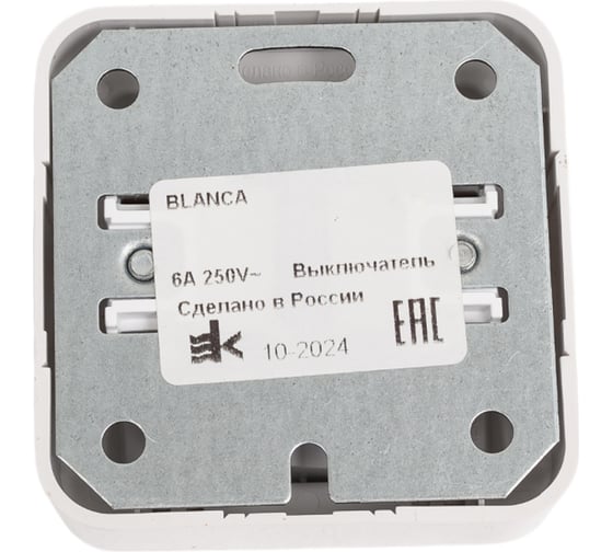 2-клавишный выключатель Systeme Electric Blanca открытая установка, с монтажной пласиной белый с подсветкой 6а BLNVA065121