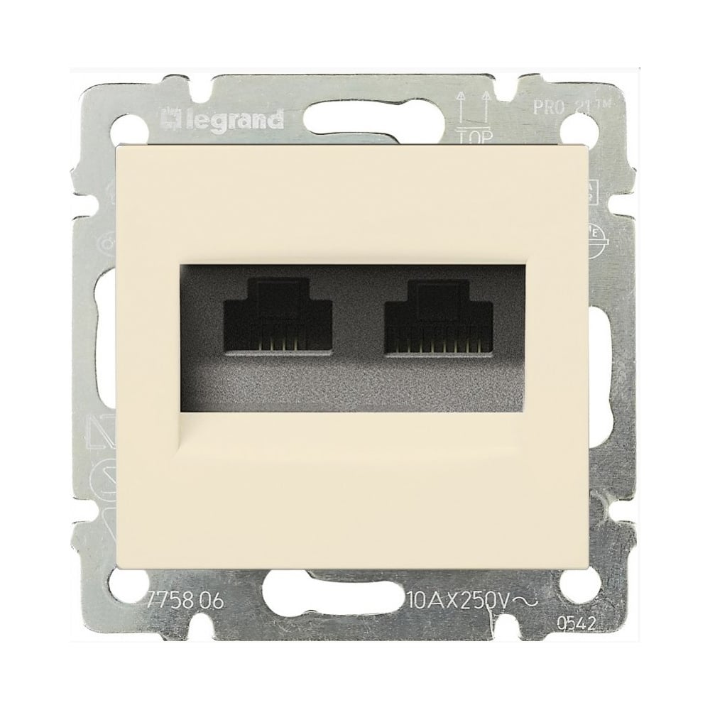 Розетка Legrand Valena RJ45 UTP, категория 6, 2 выхода, слоновая кость ...