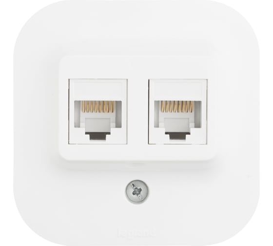 Розетка Legrand компьютерная двойная RJ45 категория 5e UTP Legrand Quteo IP20 накладной монтаж белый 782228