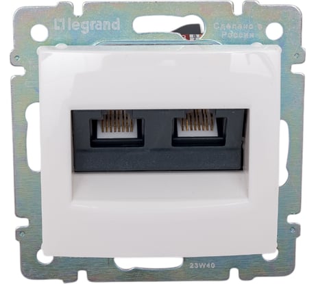 Розетка Legrand компьютерная двойная RJ45 категория 6 UTP Legrand Valena с захватами белый 774247