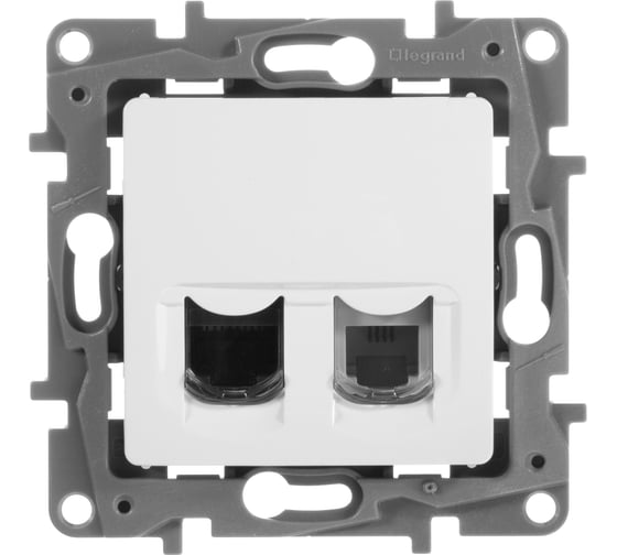 Розетка Legrand двойная RJ11+RJ45 категория 5e UTP Legrand Etika белый 672252