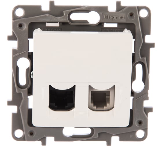 Розетка Legrand двойная RJ11+RJ45 категория 5e UTP Legrand Etika белый 672252
