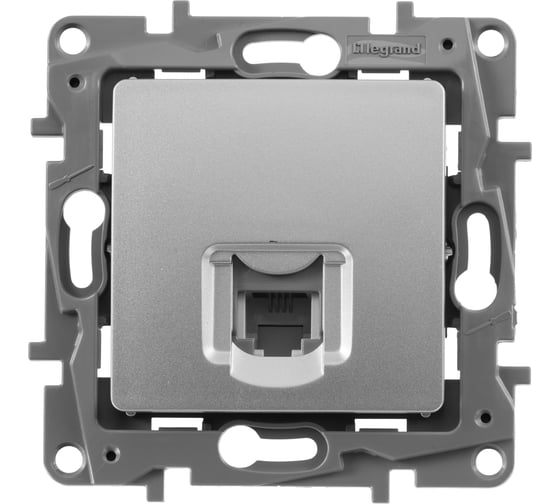 Розетка Legrand телефонная RJ11 Legrand Etika алюминий 672440