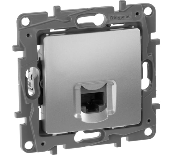Розетка Legrand компьютерная RJ45 категория 6 UTP Legrand Etika алюминий 672453