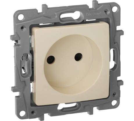 Розетка Legrand без заземления Legrand Etika со шторками 16А 250В винтовые зажимы слоновая кость 672334