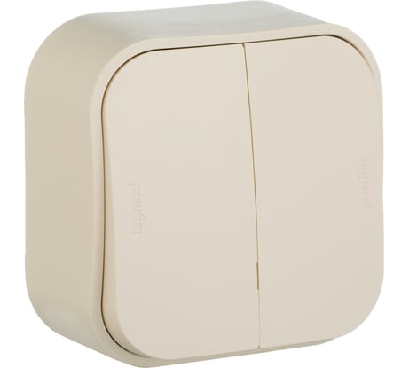 Переключатель Legrand двухклавишный Legrand Quteo IP20 10A 250В винтовые зажимы накладной монтаж слоновая кость 782236