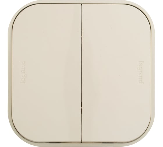 Переключатель Legrand двухклавишный Legrand Quteo IP20 10A 250В винтовые зажимы накладной монтаж слоновая кость 782236