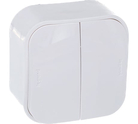 Выключатель Legrand двухклавишный Legrand Quteo IP20 10А 250В винтовые зажимы накладной монтаж белый 782202