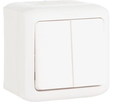 Выключатель Legrand двухклавишный Legrand Quteo IP44 10А 250В винтовые зажимы накладной монтаж белый 782302