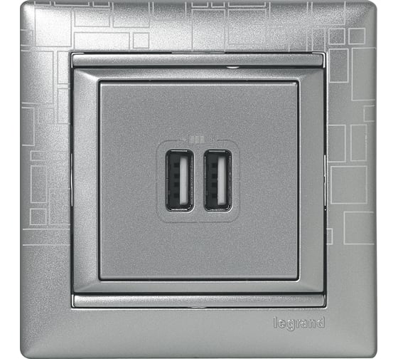 Зарядное устройство Legrand USB тип А / тип А Legrand Valena 3000мА 15Вт алюминий 770270