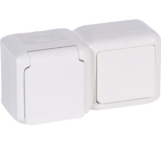 Выключатель+розетка Legrand 2К+З шторки IP44 белый 782318