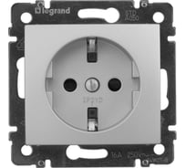 Розетка Legrand DIY Valena 1-ая с заземлением, с защитными шторками, алюминий 694343