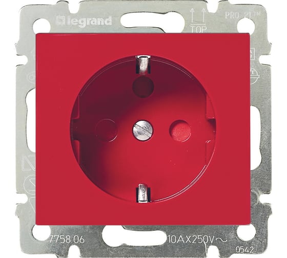 Розетка Legrand с заземлением Legrand Valena без шторок с механической блокировкой 16А 250В винтовые зажимы красный 774327