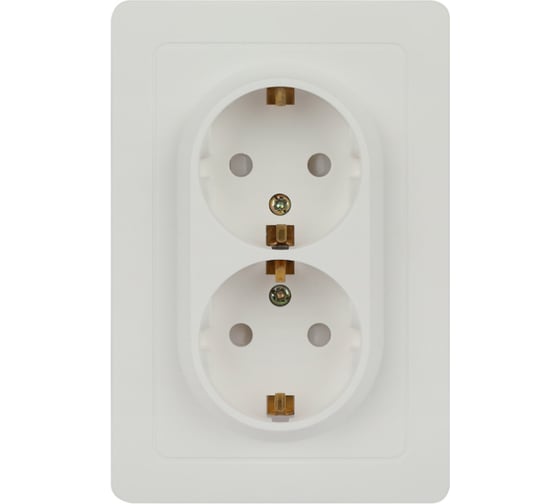 Двойная розетка Intro 720801 Style с заземлением, 2x2PE, Schuko, со шторками, 16А, 250В, IP20, СУ, белый Б0060625 1