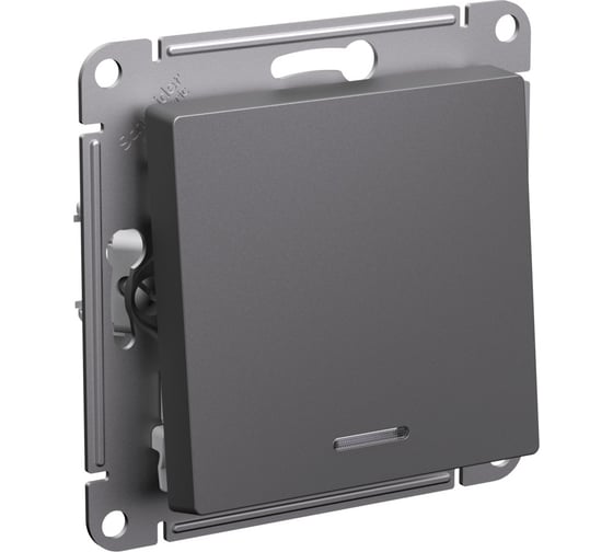 1-клавишный переключатель Systeme Electric Atlasdesign базальт с подсветкой, сх.6а, 10ах, механизам ATN001463