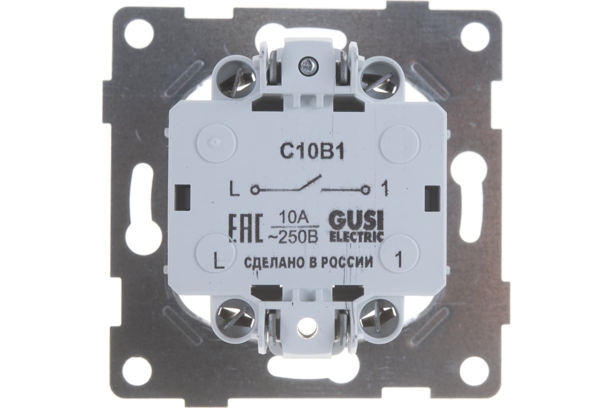 Выключатель GUSI ELECTRIC Bravo 1 клавиша, СУ, 10А, 250В, белый С10В1 ...