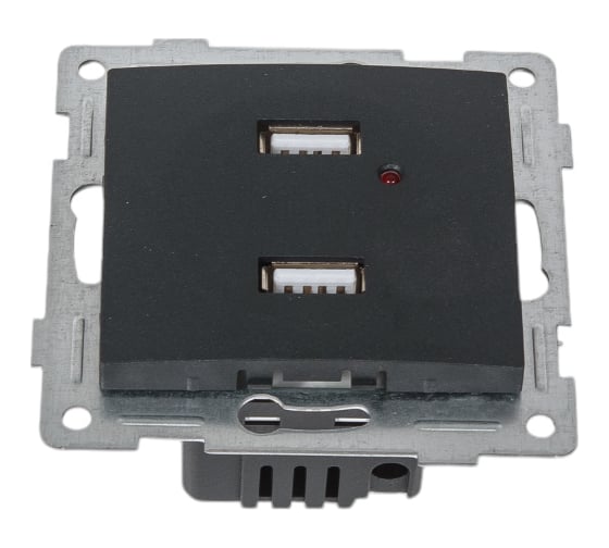Розетка USB GUSI ELECTRIC Bravo двойная, СУ, графит С10USB2-010 1