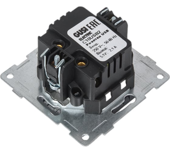 Розетка USB GUSI ELECTRIC Bravo двойная, СУ, графит С10USB2-010