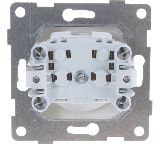 Розетка GUSI ELECTRIC Bravo 1-ой б/з с з/ш, скрытая установка, 16А, 250В, белый С10Р2-001
