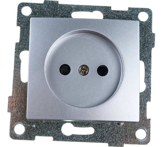 Розетка GUSI ELECTRIC Bravo 1-ой б/з с з/ш, СУ, 16А, 250В, серебро С10Р2-004