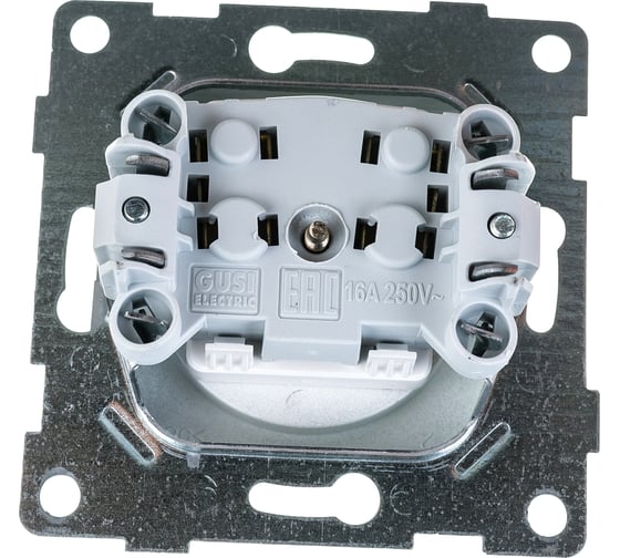 Розетка GUSI ELECTRIC Bravo 1-ой б/з с з/ш, СУ, 16А, 250В, серебро С10Р2-004