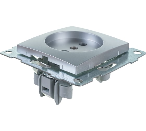 Розетка GUSI ELECTRIC Bravo 1-ой б/з с з/ш, СУ, 16А, 250В, серебро С10Р2-004