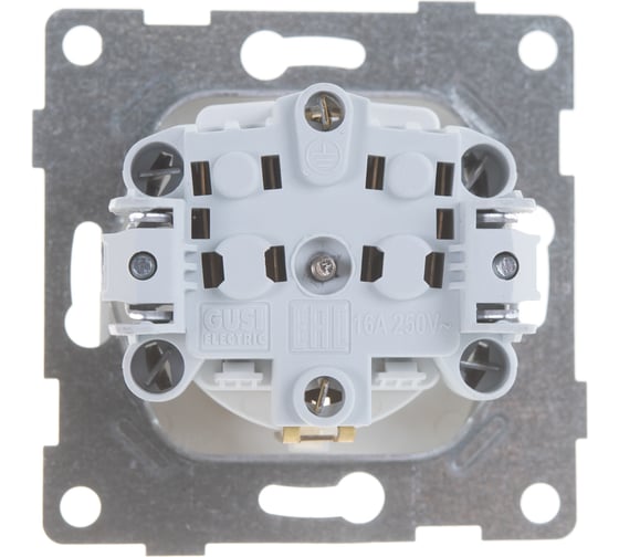 Розетка GUSI ELECTRIC Bravo 1-ой с/з с з/ш, СУ, 16А, 250В, белый С10Р4-001