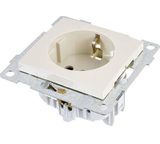 Розетка GUSI ELECTRIC Bravo 1-ой с/з с з/ш, СУ, 16А, 250В, бежевый С10Р4-003