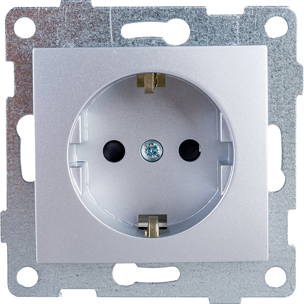 Розетка GUSI ELECTRIC Bravo 1-ой с/з с з/ш, СУ, 16А, 250В, серебро ...
