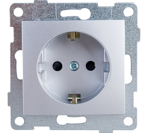 Розетка GUSI ELECTRIC Bravo 1-ой с/з с з/ш, СУ, 16А, 250В, серебро С10Р4-004 1