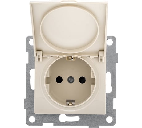 Розетка GUSI ELECTRIC Bravo 1-ой с/з с з/ш и крышкой, СУ, 16А, 250В, бежевый С10Р91-003