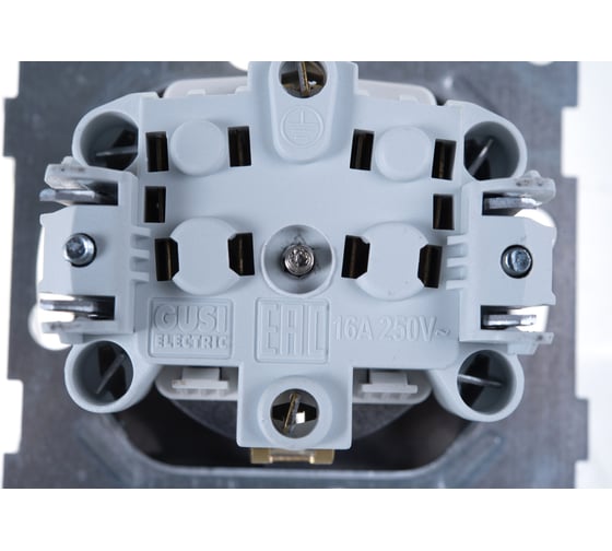 Розетка GUSI ELECTRIC Bravo 1-ой с/з с з/ш, СУ, 16А, 250В, графит С10Р4-010