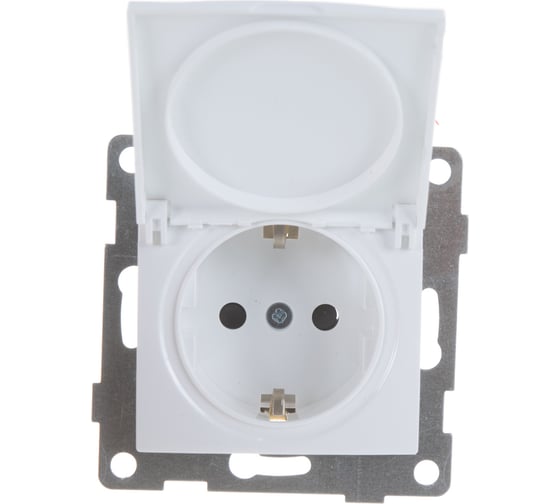 Розетка GUSI ELECTRIC Bravo 1-ой с/з с з/ш и крышкой, СУ, 16А, 250В, белый С10Р91-001