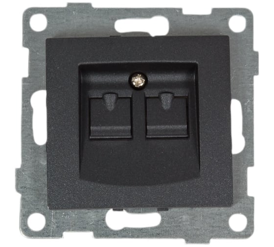 Телефонная розетка GUSI ELECTRIC Bravo RJ12, двойная, СУ, графит С10Т2-010