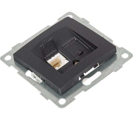 Телефонная розетка GUSI ELECTRIC Bravo RJ12, двойная, СУ, графит С10Т2-010