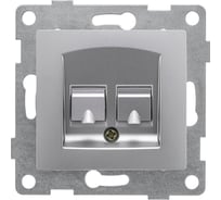 Телефонная розетка GUSI ELECTRIC Bravo RJ12, двойная, СУ, серебро С10Т2-004