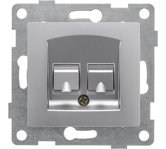 Телефонная розетка GUSI ELECTRIC Bravo RJ12, двойная, СУ, серебро С10Т2-004 1