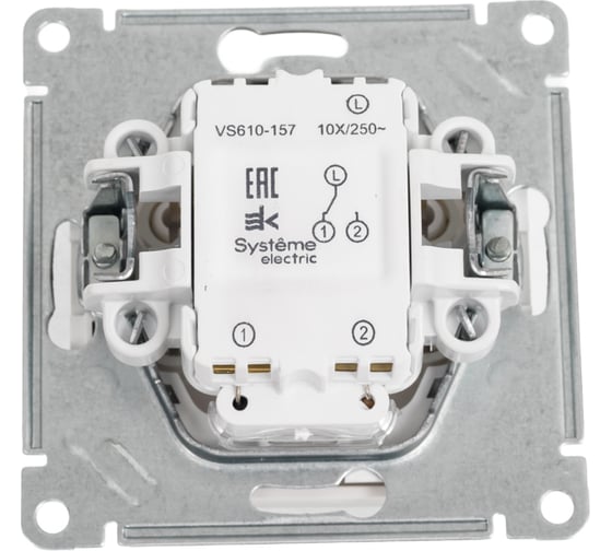 1-клавишный переключатель Systeme Electric Wessen 59 белый с подсветкой 10ах VS610-157-1-86