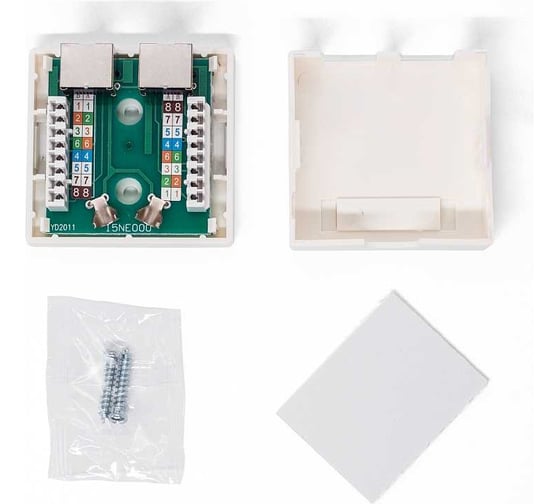 Настенная компьютерная розетка Filum 5e кат, 2 х rj-45/8p8c, экранированная, 110/krone, белый FL-NA-SOCKET5E-4 1