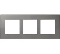Универсальная рамка Simon 3 поста, суппорт, 100х242мм, IP44, IK07, Scudo, серый 2705630-063