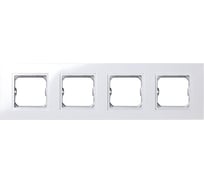 Базовая рамка Simon с вырезом под декоративные вставки, 4 поста, 85х304мм S27 Play, белый 2701640-030