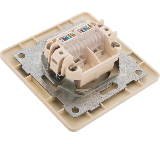 Компьютерная розетка GUSI ELECTRIC Ugra RJ45, двойная, СУ, бежевая С11К2-003-СБ
