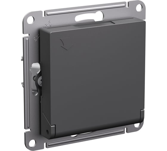 Механизм розетки Systeme Electric с заземлением Atlasdesign базальт со шторками, с крышкой, 16а, ip20, ATN001446