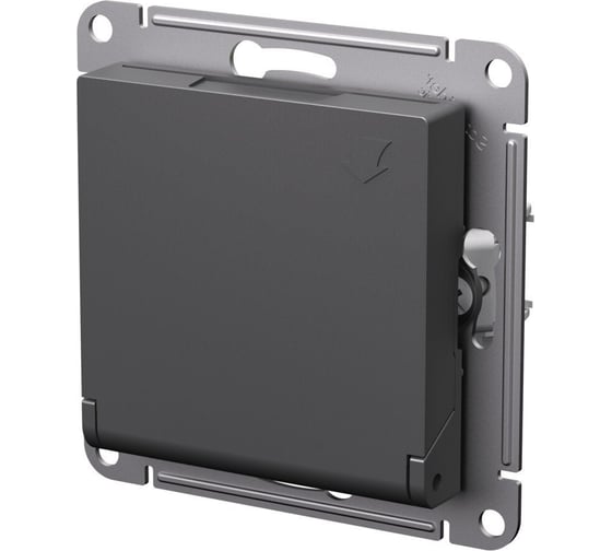 Механизм розетки Systeme Electric с заземлением Atlasdesign базальт со шторками, с крышкой, 16а, ip20, ATN001446