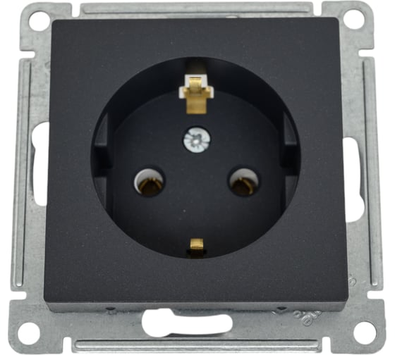 Механизм розетки Systeme Electric Atlasdesign базальт с заземлением, 16а, ATN001443