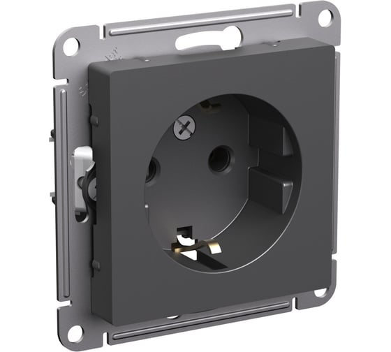 Механизм розетки Systeme Electric Atlasdesign базальт с заземлением, 16а, ATN001443