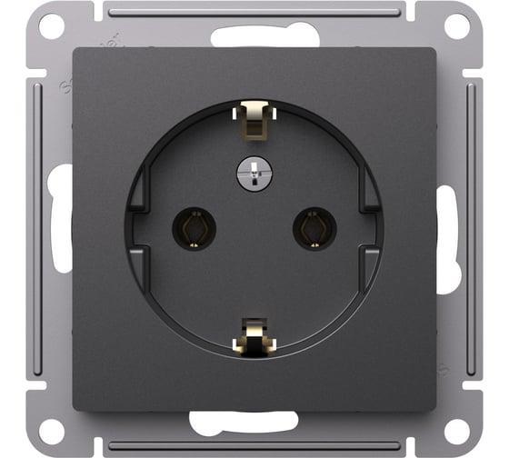 Механизм розетки Systeme Electric Atlasdesign базальт с заземлением, 16а, ATN001443