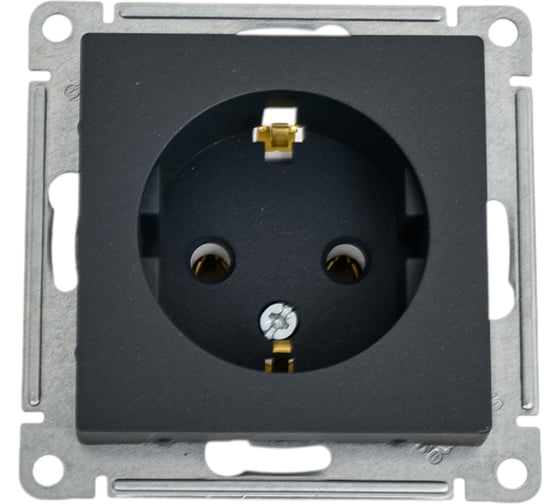 Механизм розетки Systeme Electric Atlasdesign базальт с заземлением, 16а, ATN001443