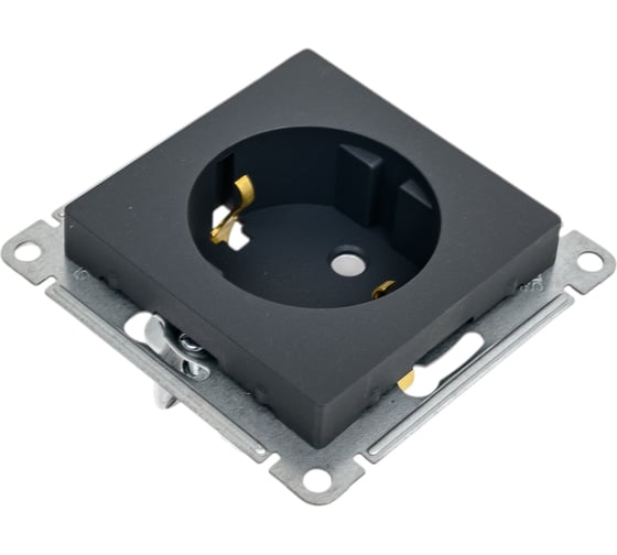 Механизм розетки Systeme Electric Atlasdesign базальт с заземлением, 16а, ATN001443