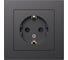 Розетка в сборе Systeme Electric Atlasdesign базальт с заземлением, со шторками, 16а, ATN001444 1